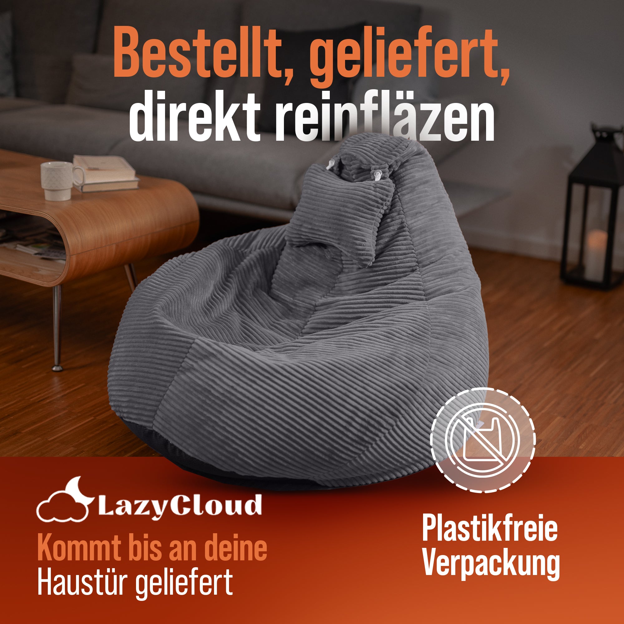 LazyCloud | Sitzsack Charcoal Slate